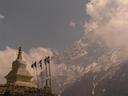 Day 3 : Thami to Tengboche.\r\nStupa with flags.